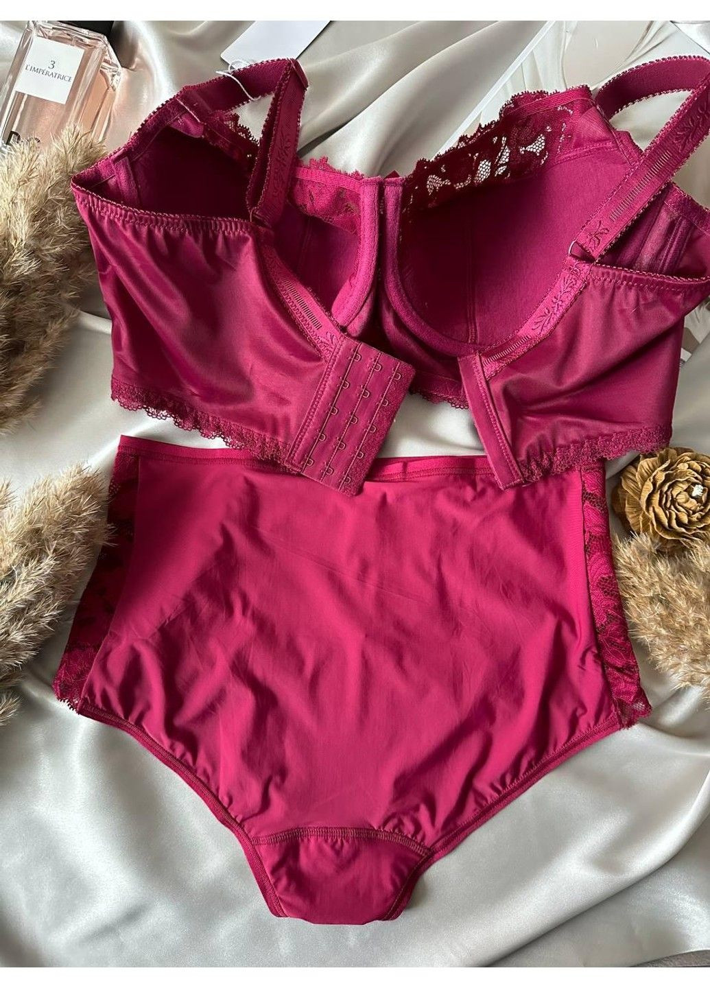 Бордовий жіноча бордова білизна комплект великого розміру Lanny Mode