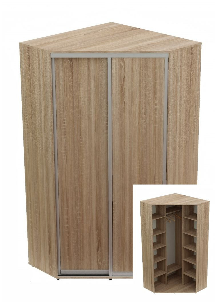 Шкаф-купе двухдверный угловой 100*100*220 см Дуб Сонома 2 двери ДСП Угол-1 Алекса (360454003)