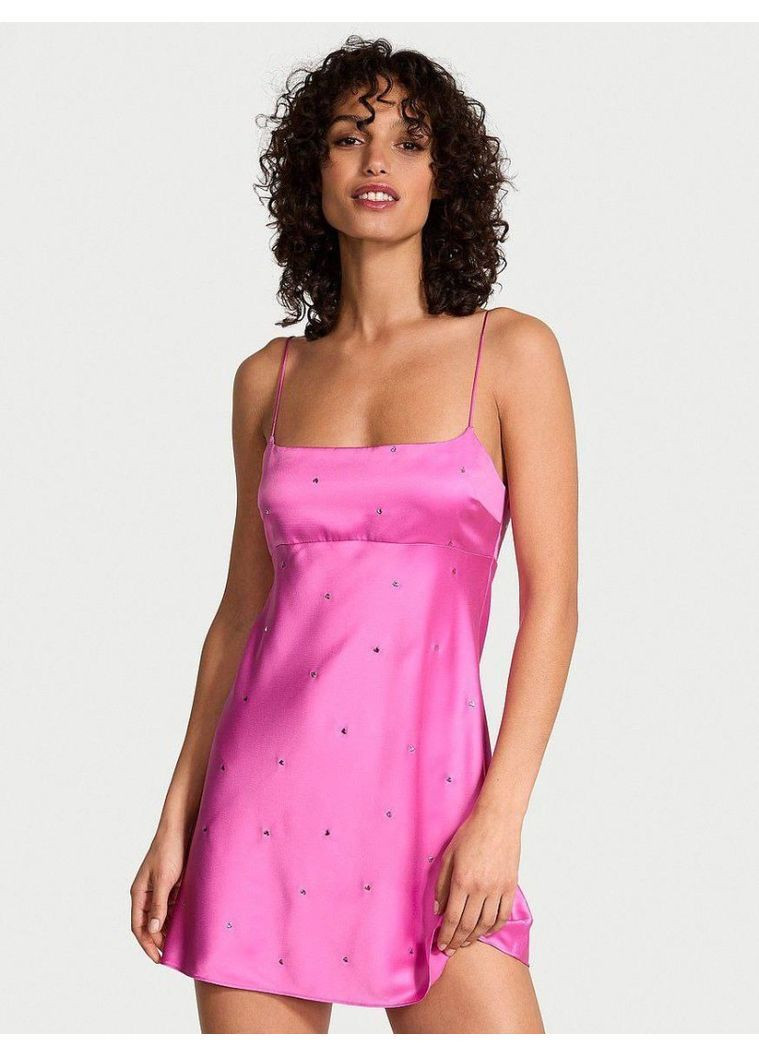 Платье для сна сатиновое Glazed Satin Dew Drop Heart Slip Dress Victoria's Secret (368152060)