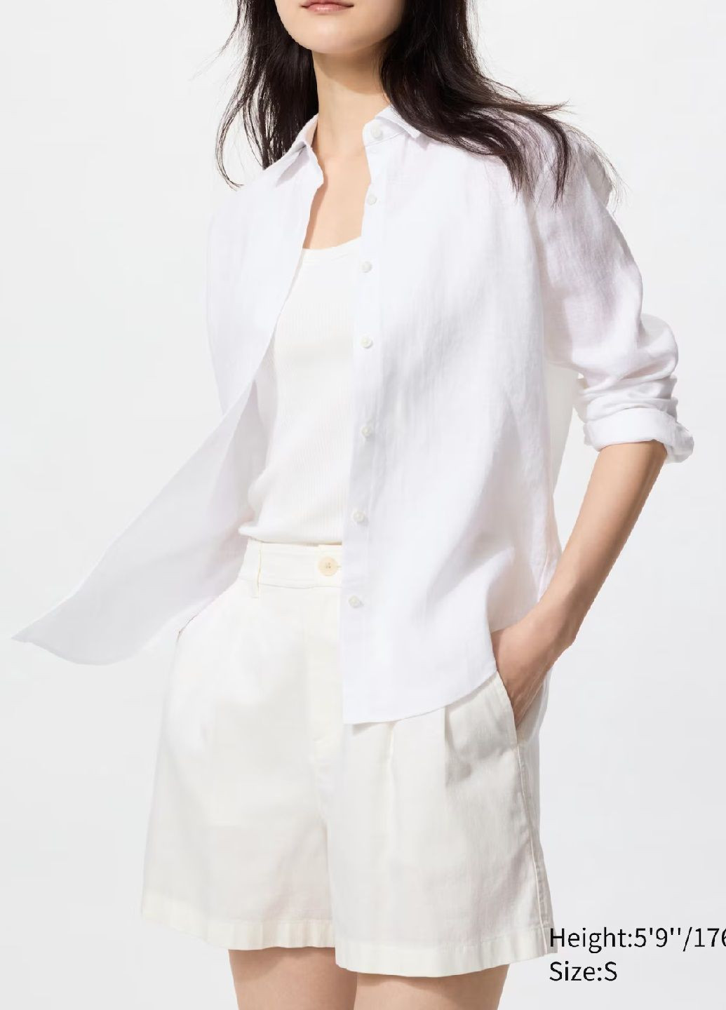 Белая рубашка однотонная Uniqlo