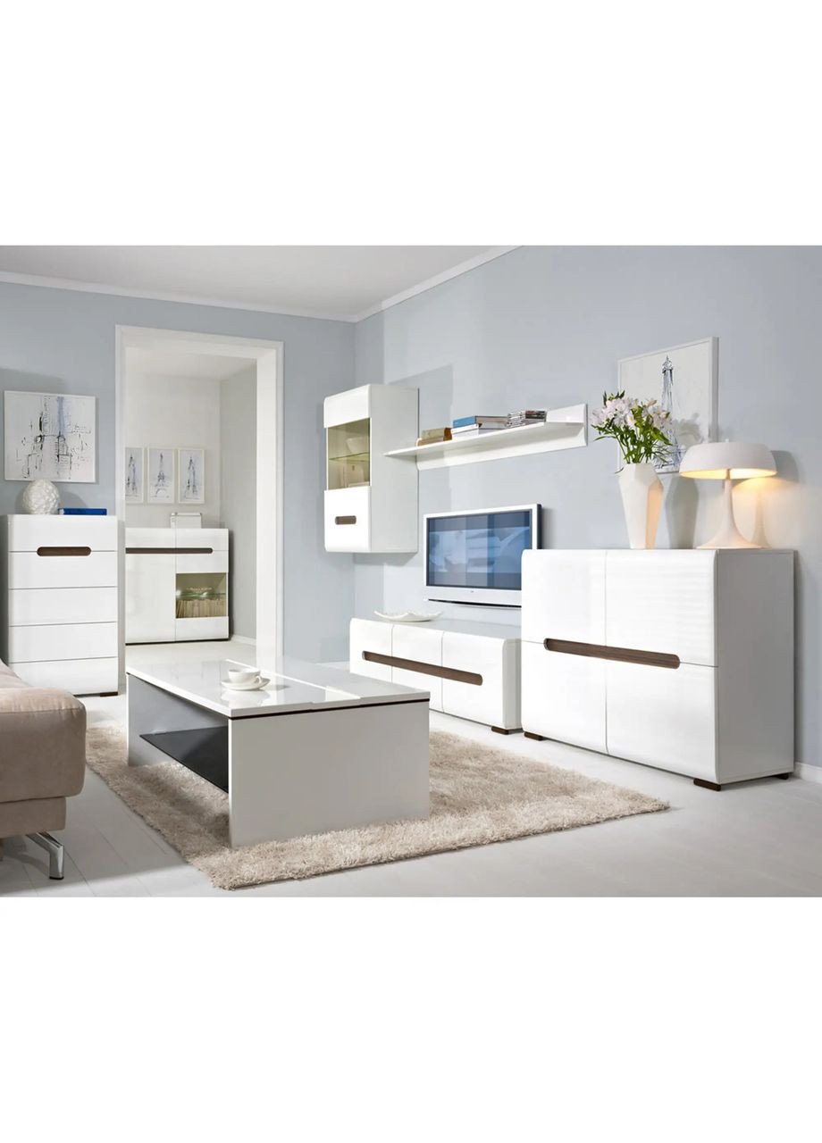 Комод в спальню ВМК (БРВ) Ацтека KOM5S/10/6 N (телескопы) Белый + Белый глянец (GRB1485) БРВ-Україна (315496278)