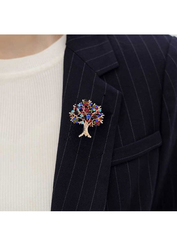 Брошь женская, яркая, блестящая Дерево Счастье (разноцветная) China (366874434)