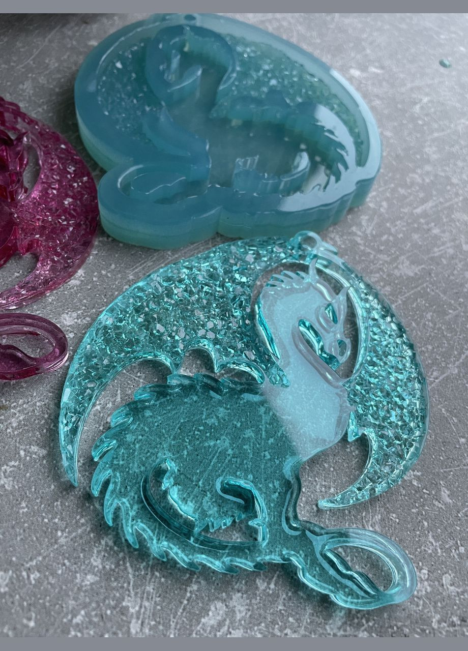 Молд Дракон 2 с кристаллическими крыльями форма для новогодних игрушек на елку силиконовая форма для эпоксидной смолы No Brand (370566813)