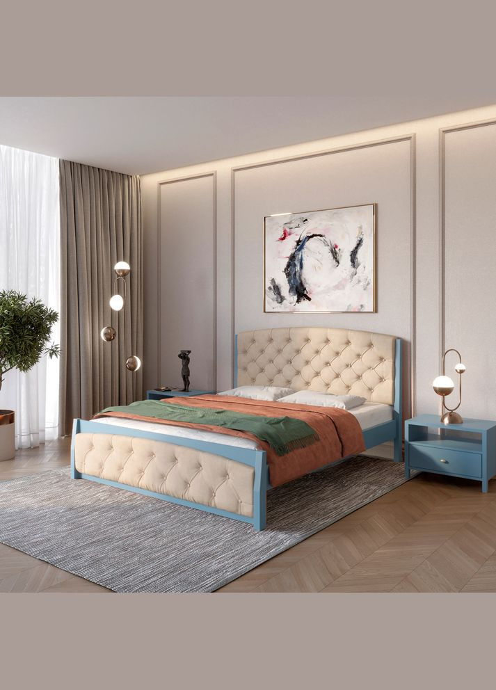 Полуторне дерев'яне ліжко Мехіко (S7010R90B)/Аляска 23 (Бежевий) 120х200 см (MBG-12075) Mebigrand (366085004)