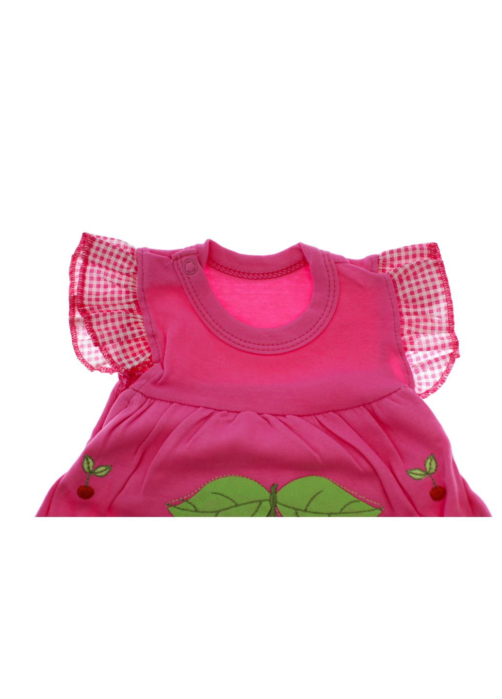 Боді сукня з коротким рукавом для дівчинки Вишенька рожеве інтерлок 56 см (32256) BABYKROHA (297198974)