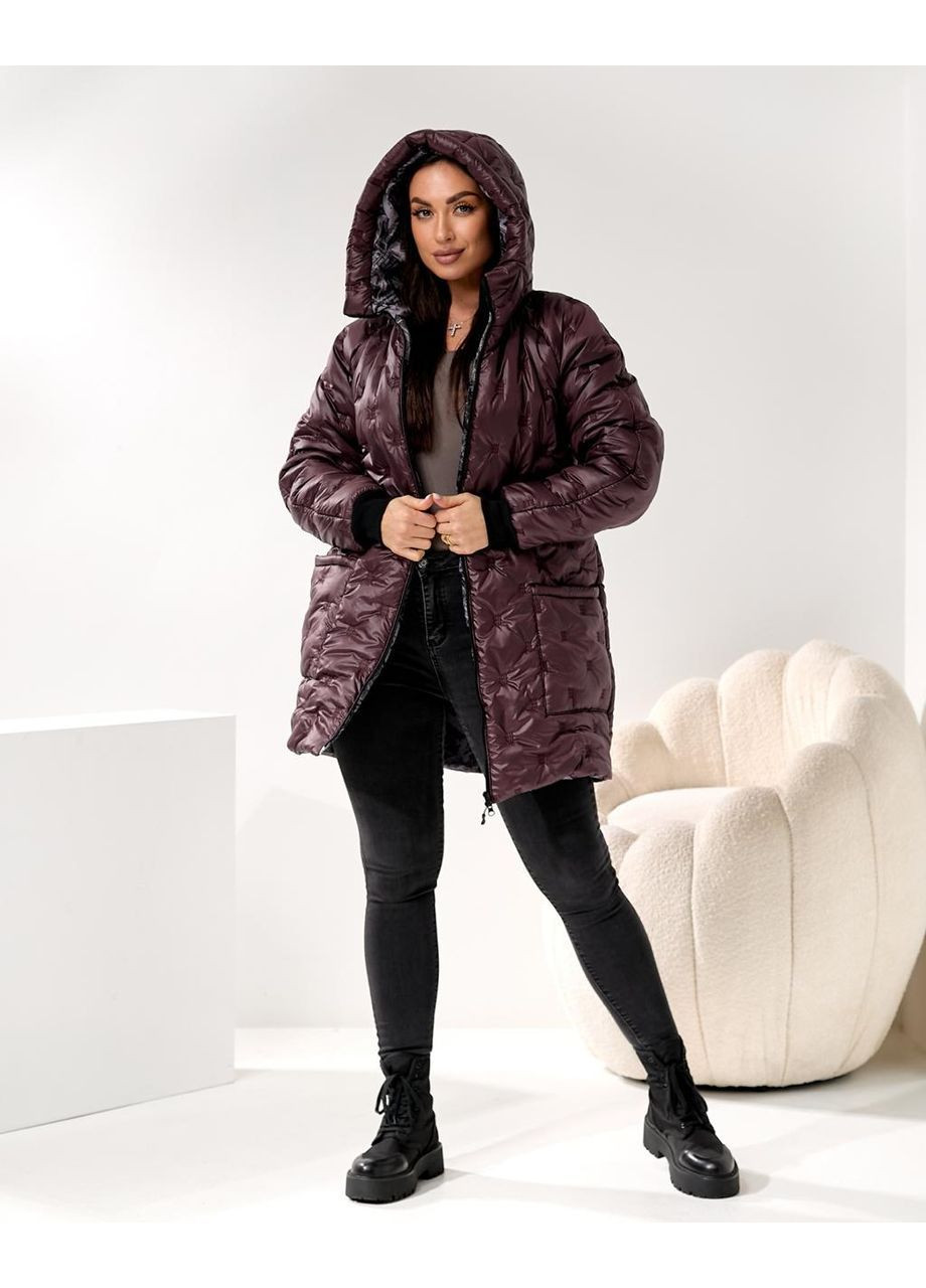 Темно-бордовая зимняя зимняя женская куртка черная Stylish Touch