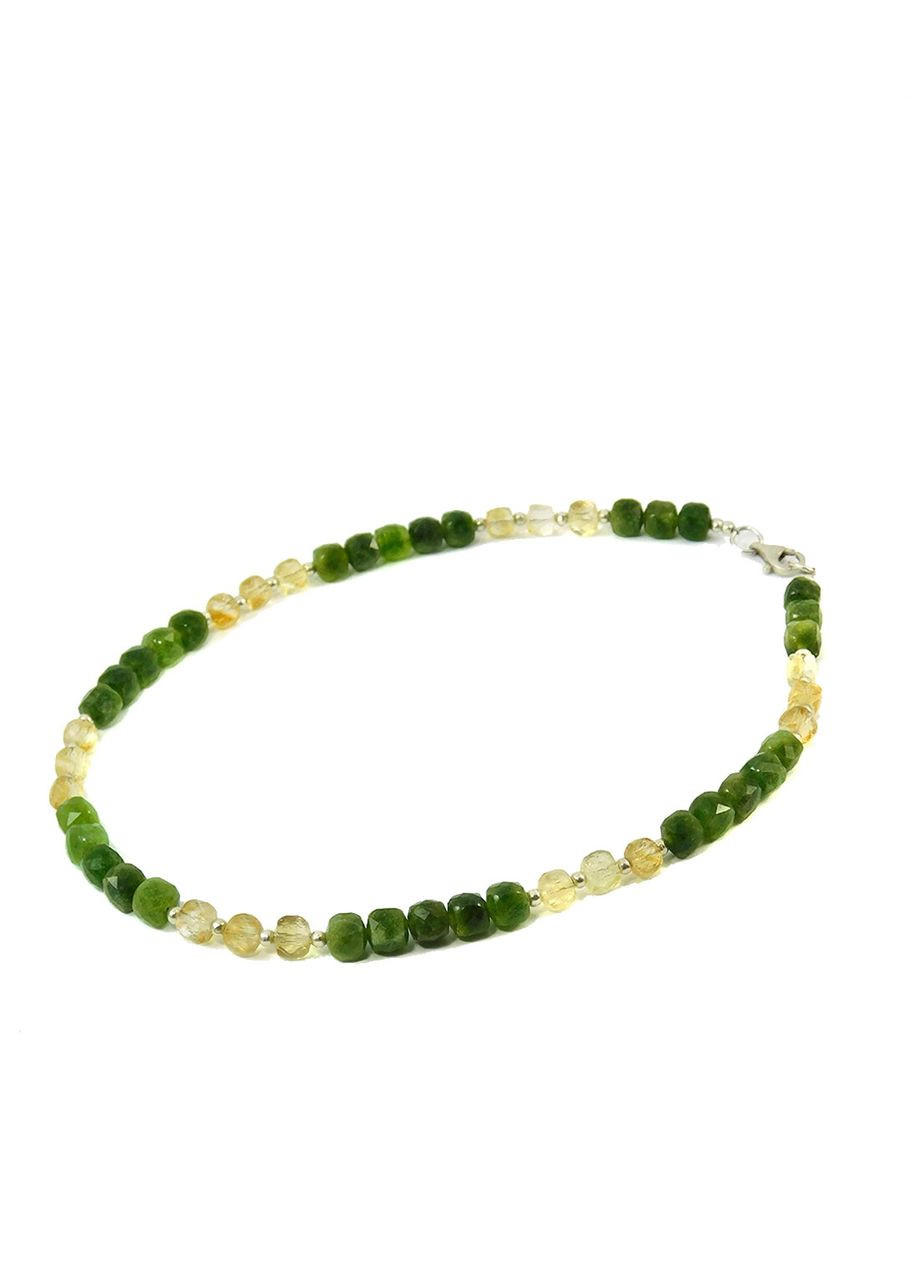 Бусы "Прекрасный миг" Жадеит, Циркон, серебро Fursa fashion (322314397)