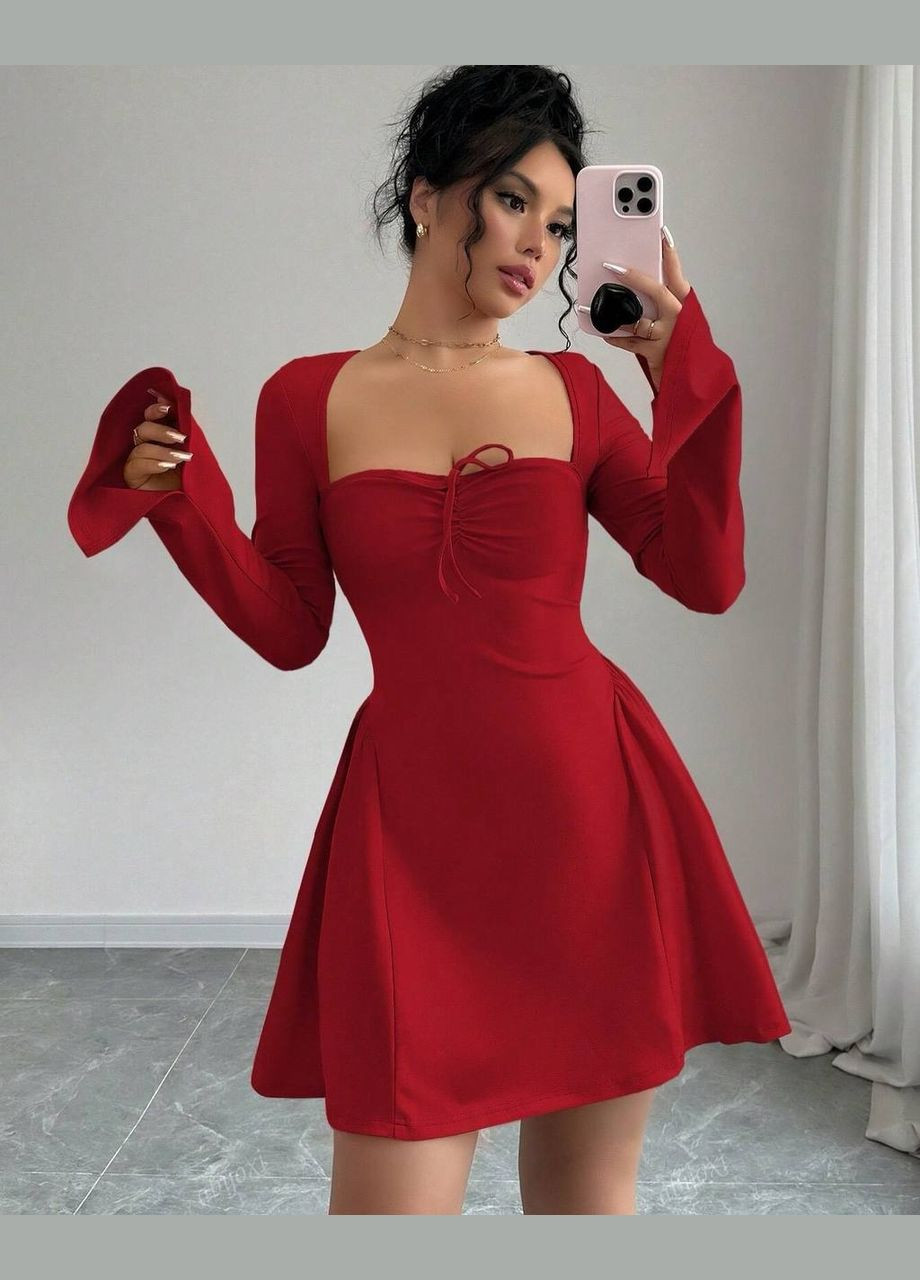 Червона кежуал, коктейльна сукня No Brand однотонна