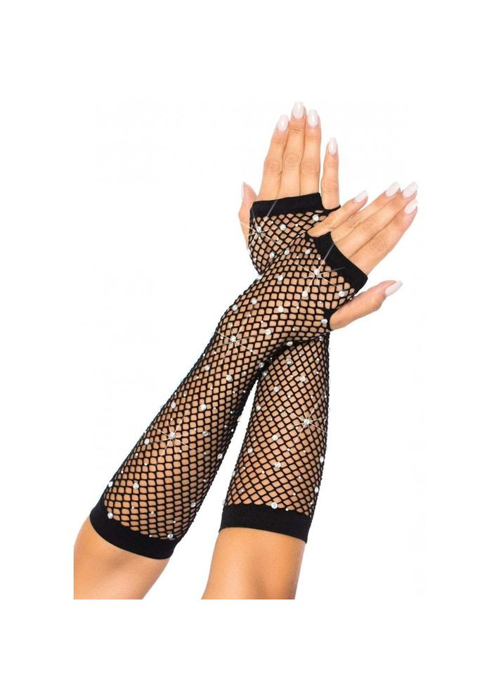 Чорний демісезонний рукавички в сітку із стразами fishnet arm warmers gloves від rhinestone, чорні Leg Avenue