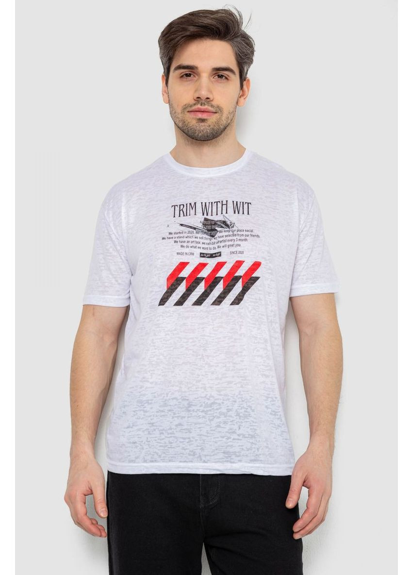 Біла футболка чоловіча з принтом,, 244r6020 Andi