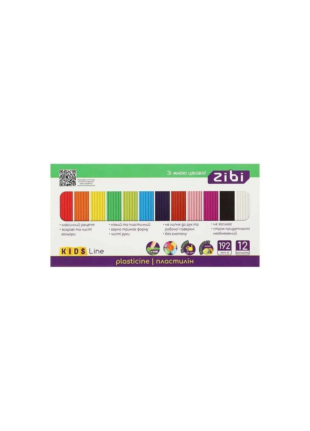 Пластилин 12 цветов 192г Zibi (399242910)