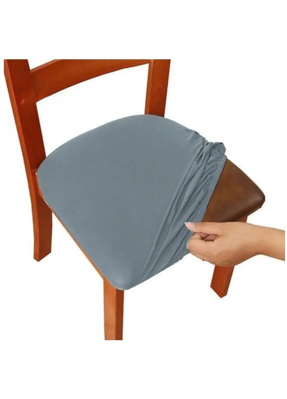 Чохли на сидіння стільців еластичні, комплект 4 шт Сіро-блакитний (ЧДК-21-12) No Brand (372505210)