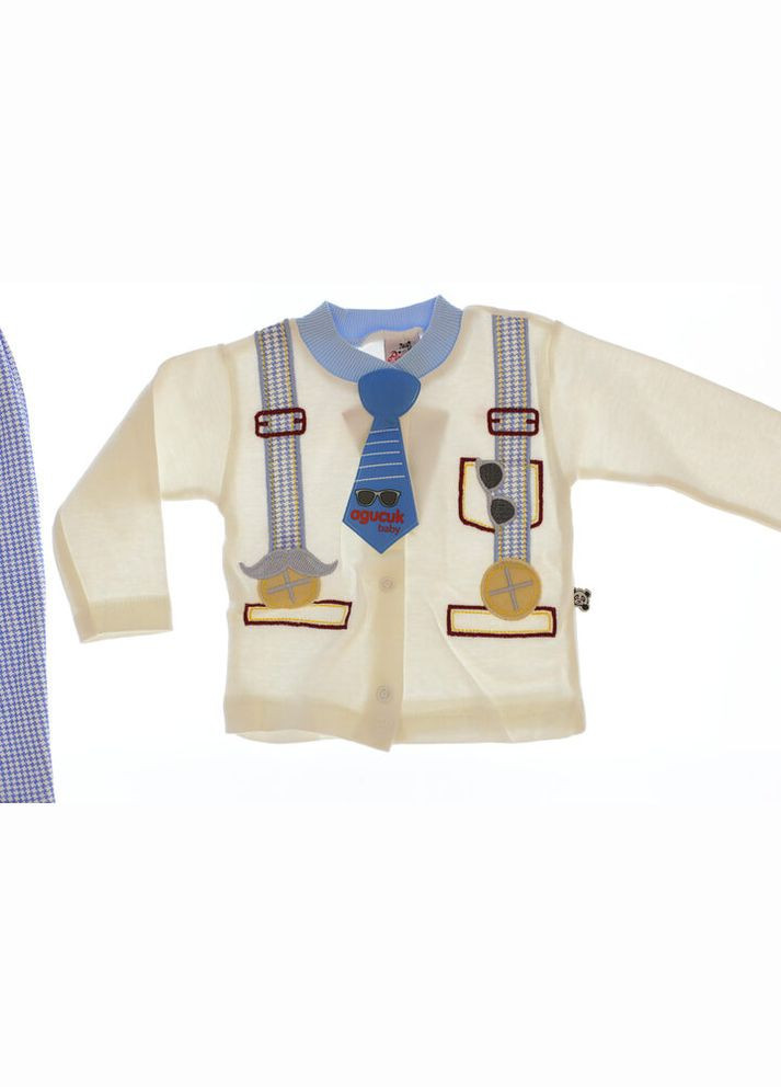 Блакитний демісезонний костюм із довгим рукавом для хлопчика трикотажний з краваткою блакитний 62 см (33146) BABYKROHA