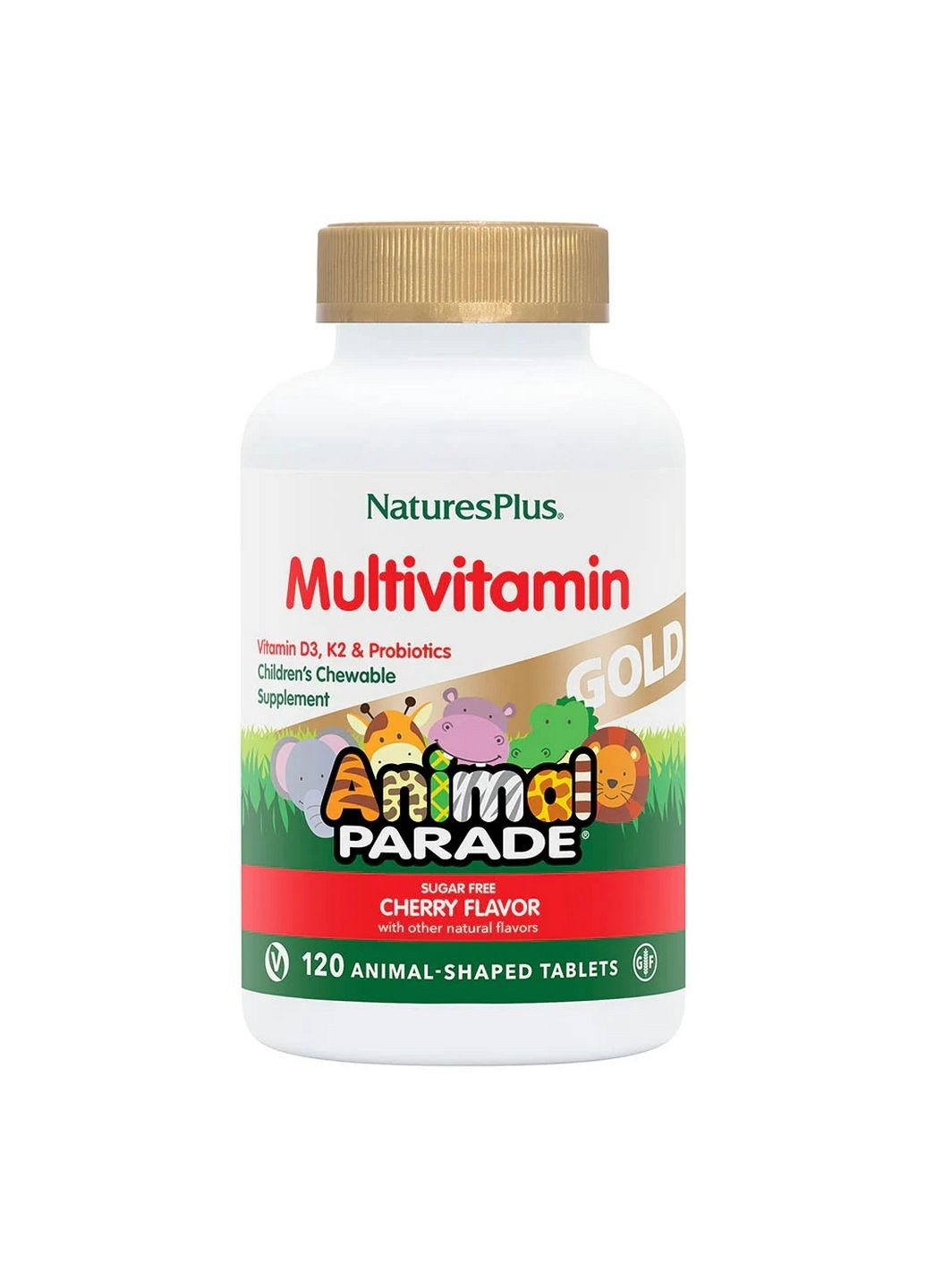 Вітаміни та мінерали Animal Parade Gold, 120 жувальних таблеток Вишня Natures Plus (293482295)