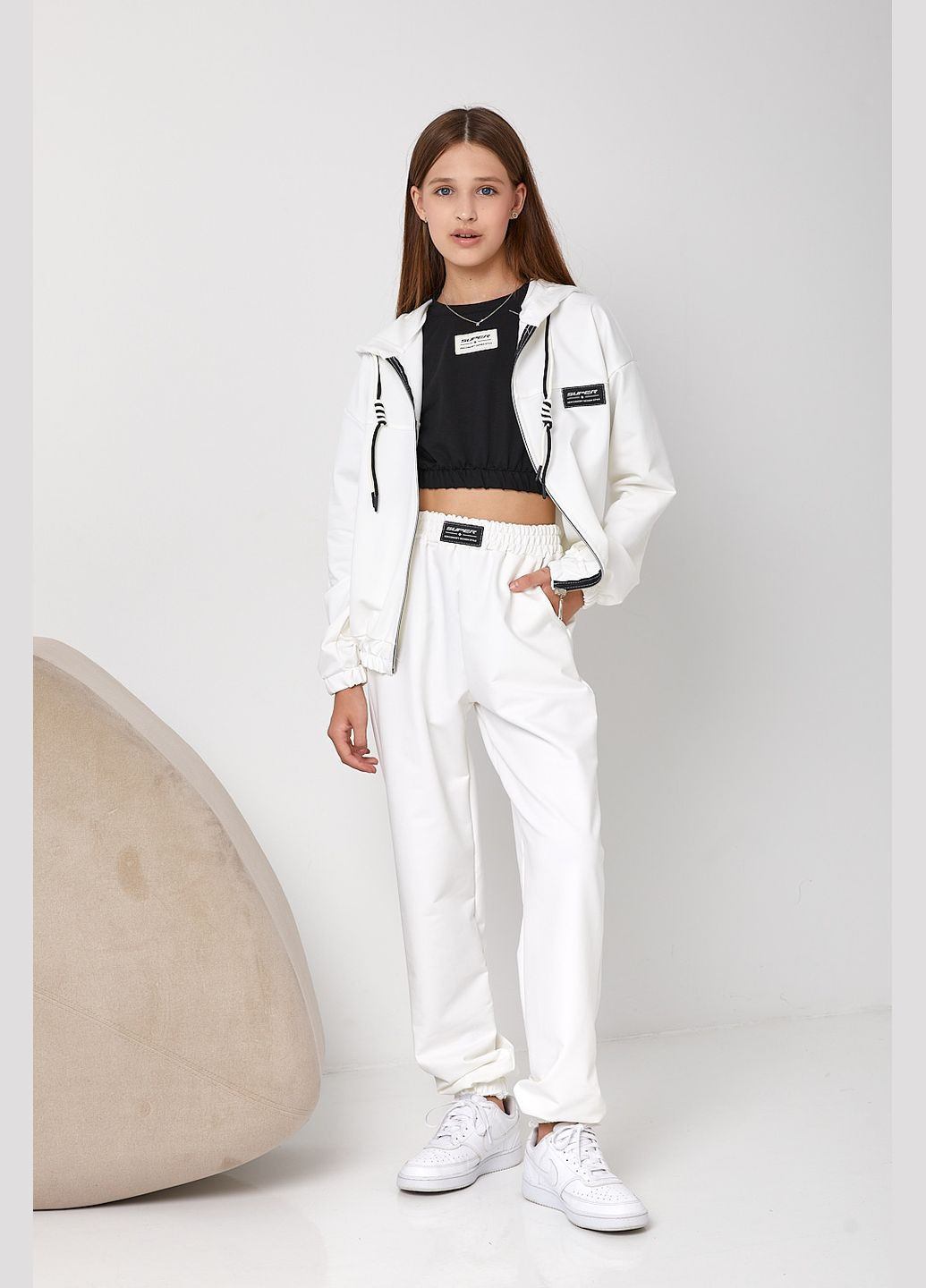 Костюм трійка з футболкою для дівчинки білий 127195 No Brand (316582070)