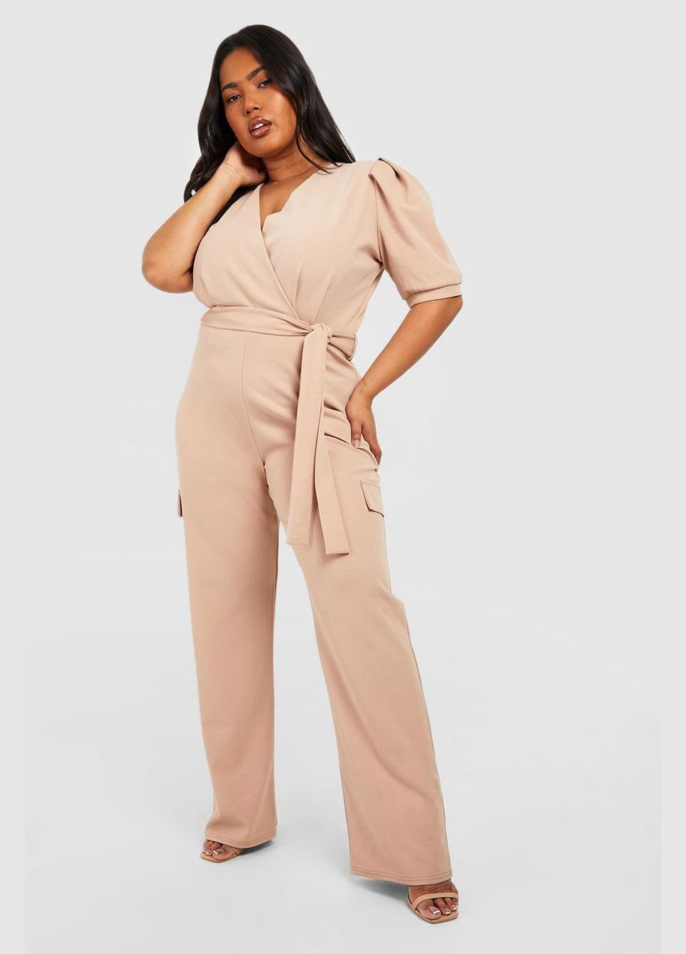 Комбинезон Boohoo бежевый