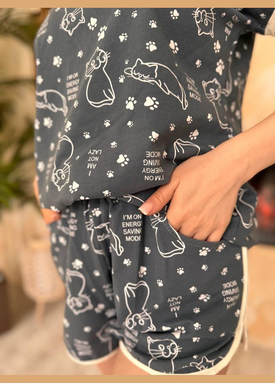 Комбінована всесезон жіноча піжама для дому котон двійка трикотажна /m (п4к-trikotazh001) No Brand