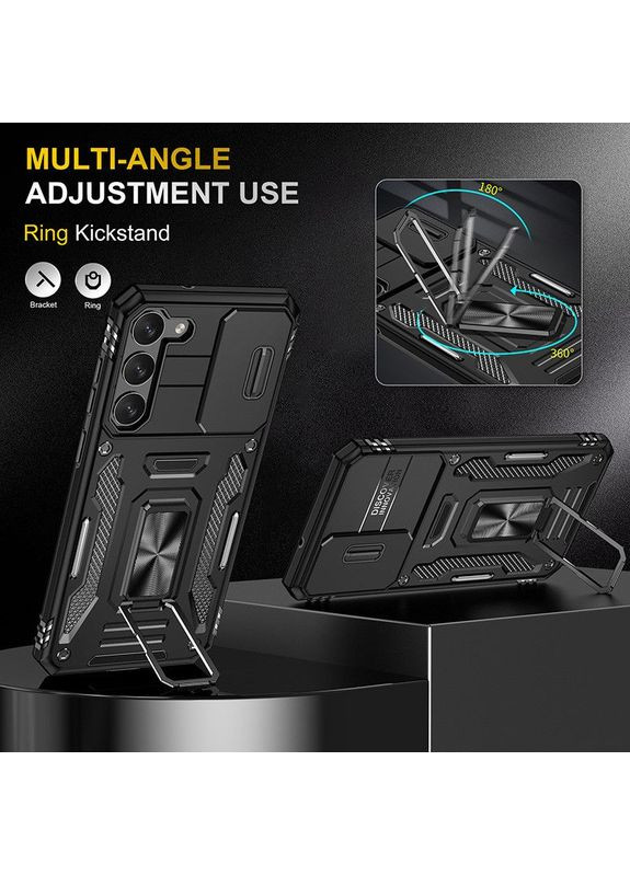 Ударопрочный чехол Camshield Army Ring с кольцом для Samsung Galaxy S21+ Черный Epik (372499633)