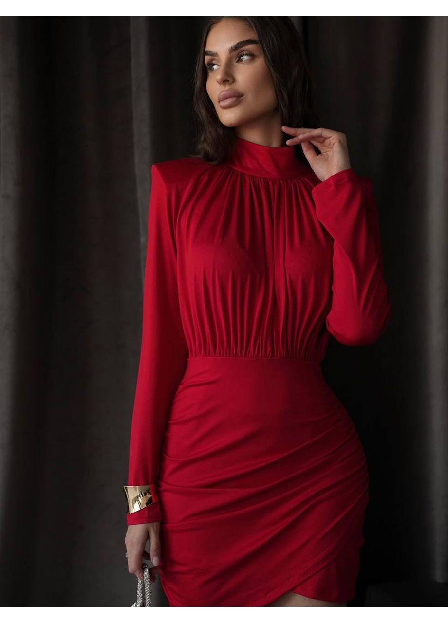 Червона святковий, повсякденний, ділова, кежуал жіноча сукня елегантна Style Point однотонна