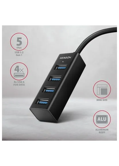 Концентратор USB 3.1 на 4xUSB 3.0 0.2м черный (HUE-M1A) Axagon USB 3.1 to 4xUSB 3.0 0.2m black (380215983)