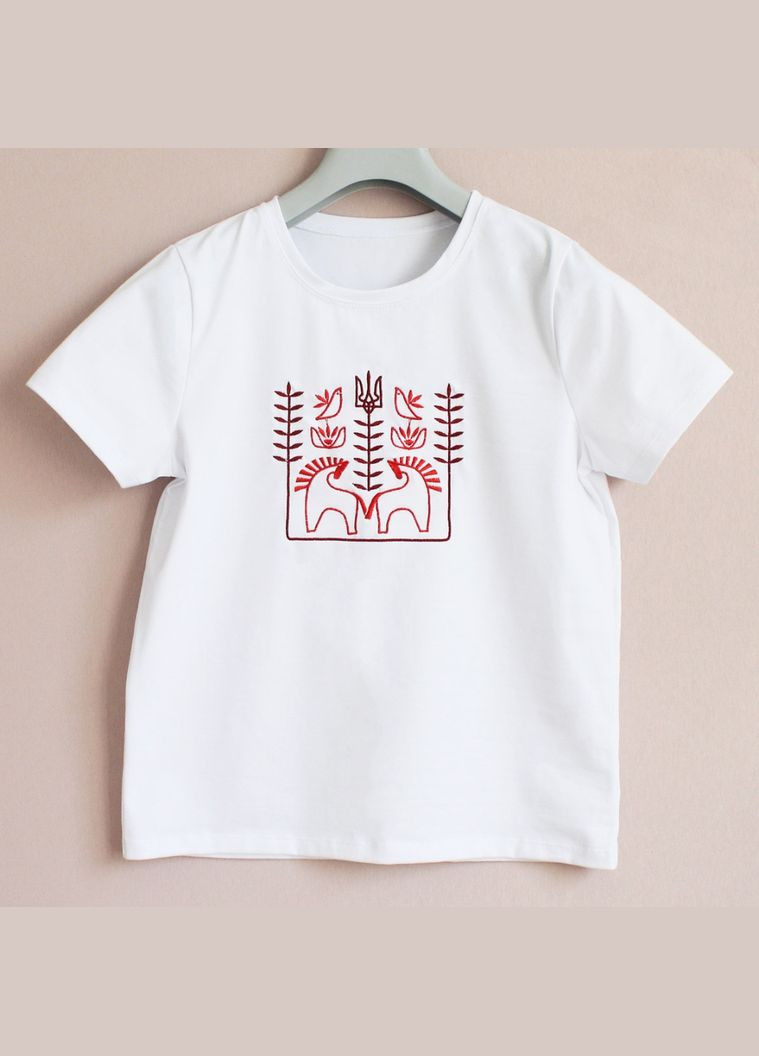 Женская футболка с авторской вышивкой Воля Ladan - (301026535)