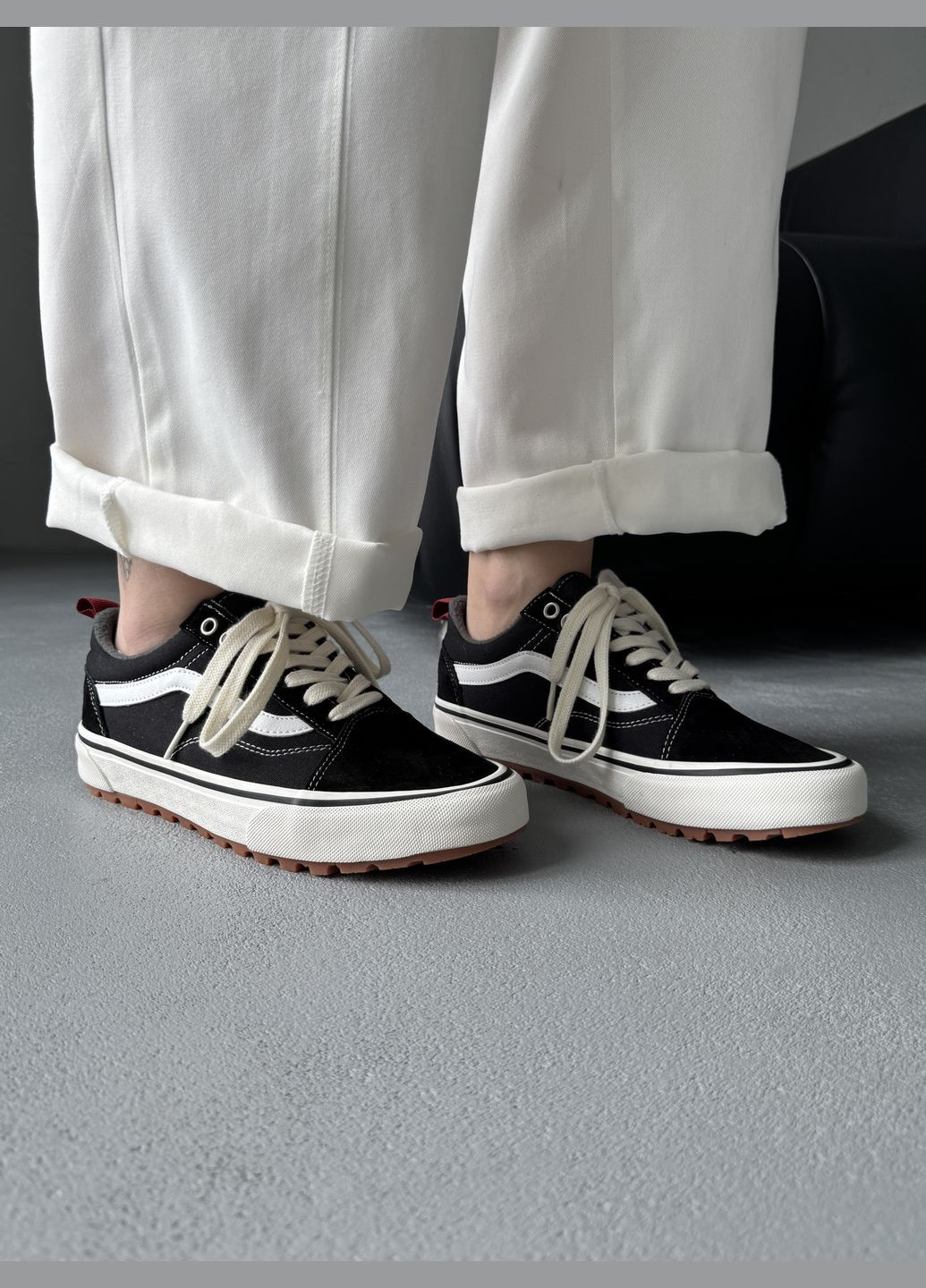 Черные демисезонные кроссовки мужские и женские vans old skool mte-1 black white | ванс олд скул черные No Brand