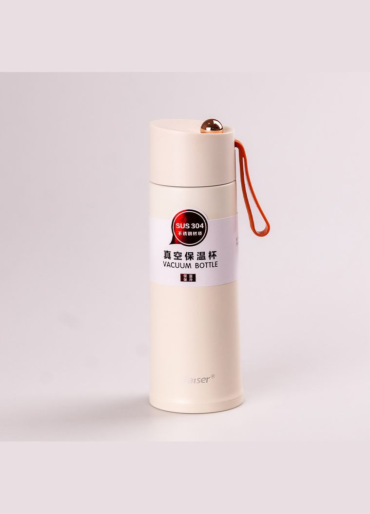 Термос металевий • термокухоль з нержавіючої сталі • чашка термос Бежевий Happy Life (315718433)