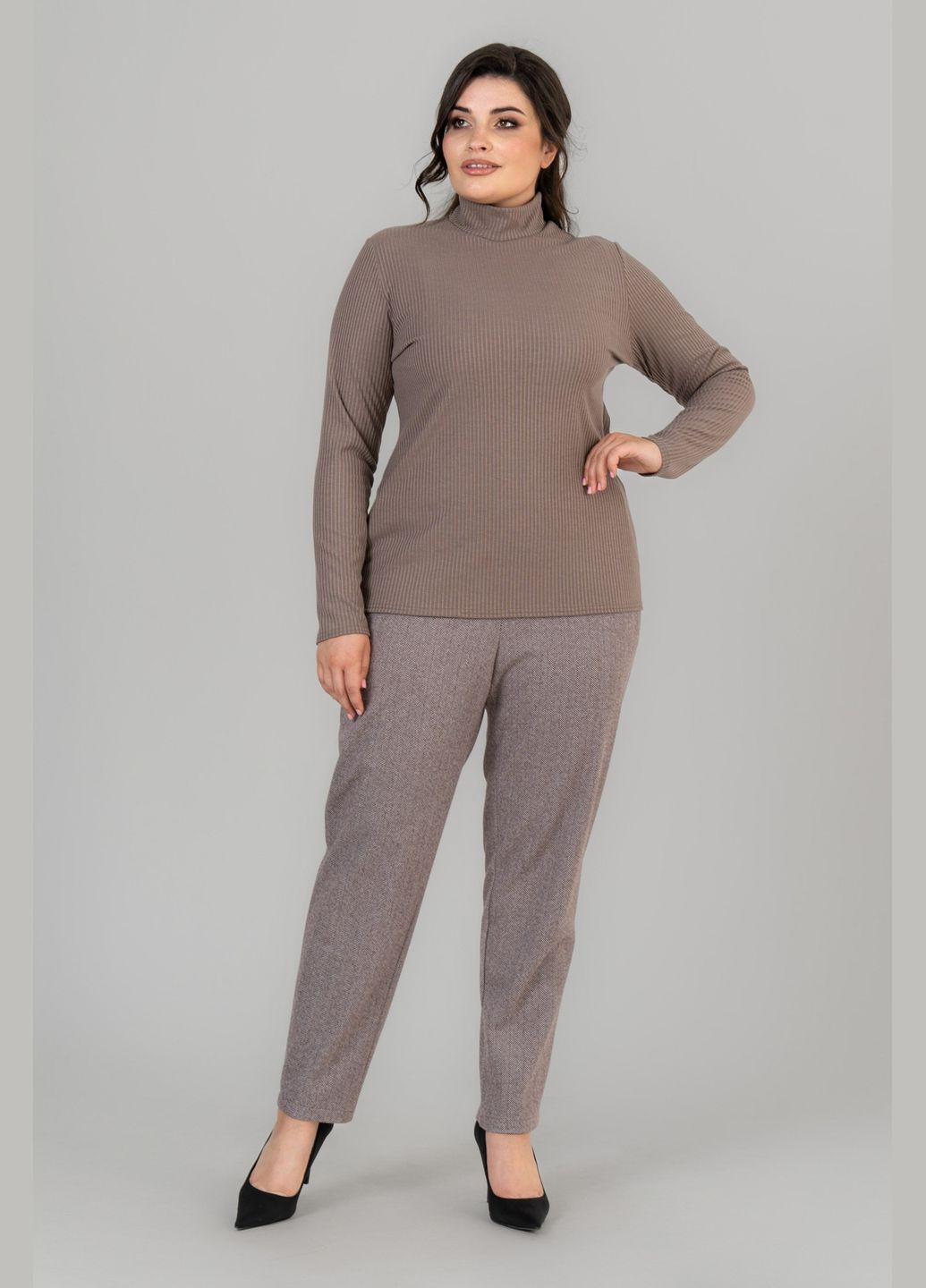 Светло-коричневый демисезонный женский гольф приталенного кроя с воротником-стойкой all posa (ap101676p) A'll Posa