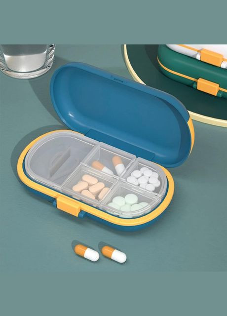 Таблетница с делителем для таблеток на 4 ячейки Cutter box, синяя No Brand (294206344)