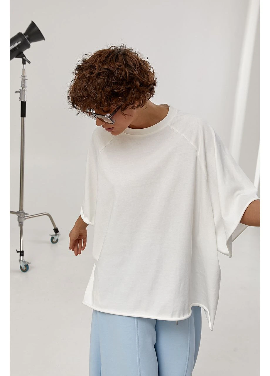 Однотонная свободная футболка с рукавами-реглан, ONE SIZE No Brand - (399770101)