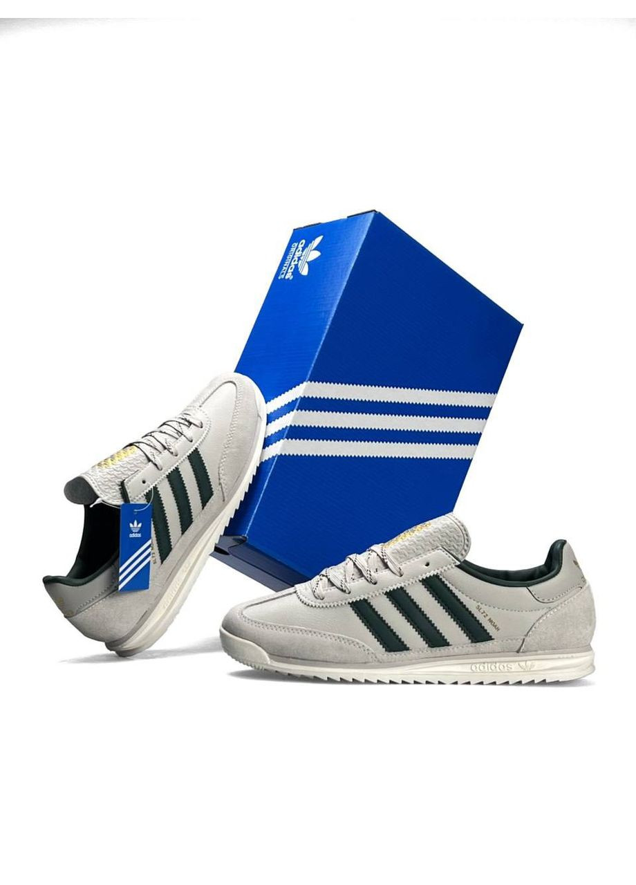 Серые демисезонные кроссовки мужские adidas No Brand SL 72 Noah Light Grey Green