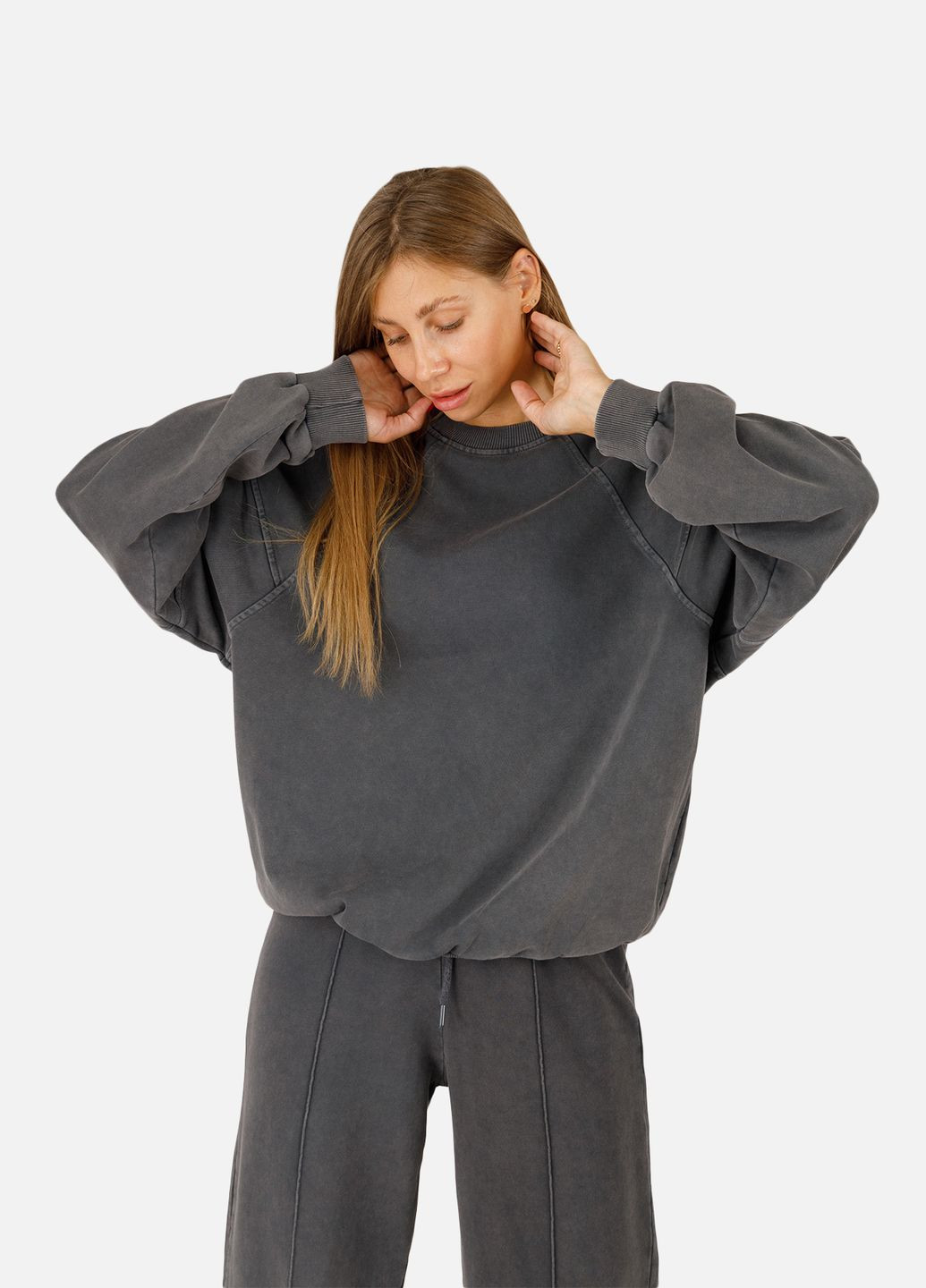 Сірий жіночий світшот колір сірий цб-00257352 DEPPOT (300795149)