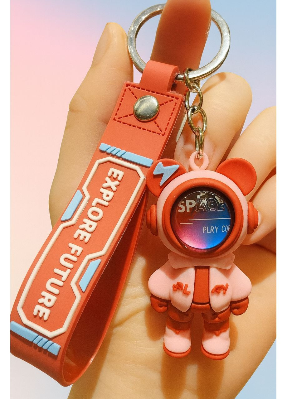 Брелок космонавт с надписью Explore Future - силиконовый брелок на ключи, рюкзак или сумку Розовый No Brand (355794640)