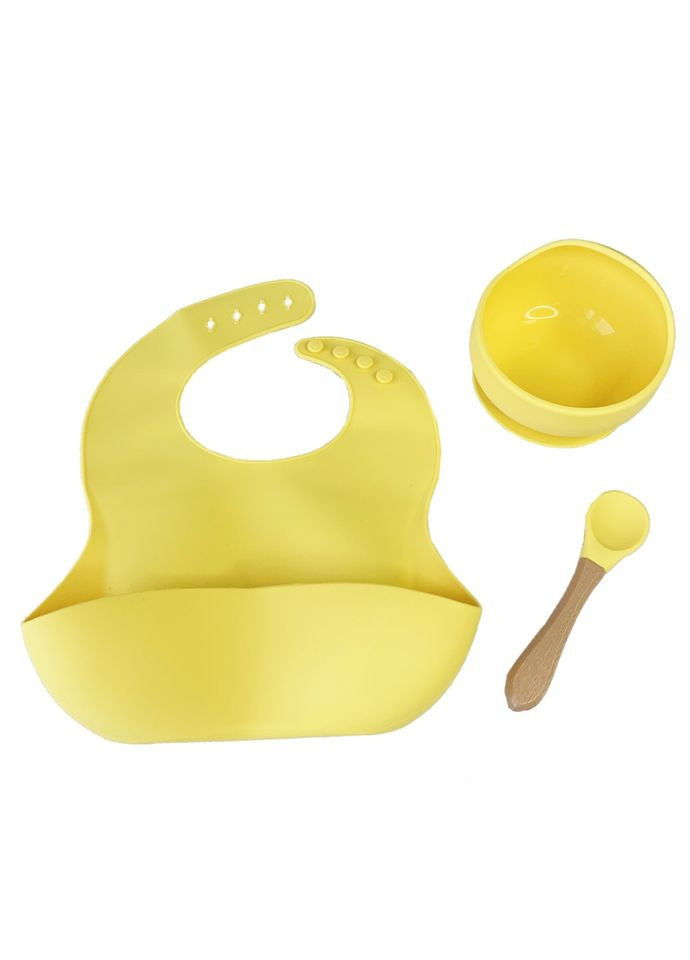 Набор детской посуды Силиконовая тарелка и слюнявчик MGZ-0110(Yellow) в коробке Megazayka (301648657)