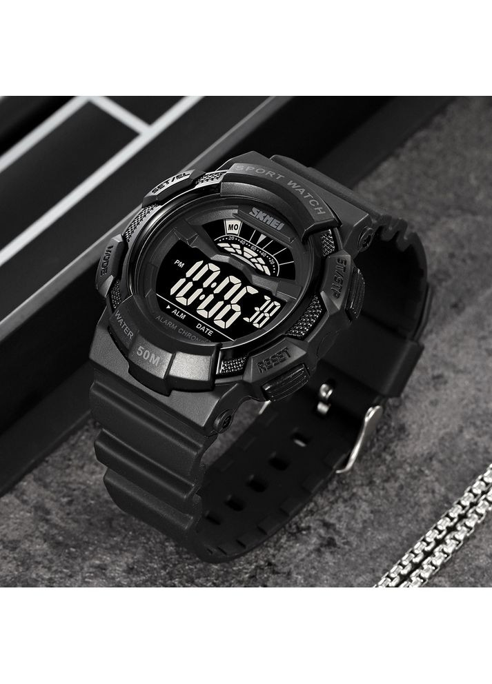 Часы электронные спортивные черные для мужчин с будильником и секундомером 50 м водонепроницаемые ProDobro (367266204)
