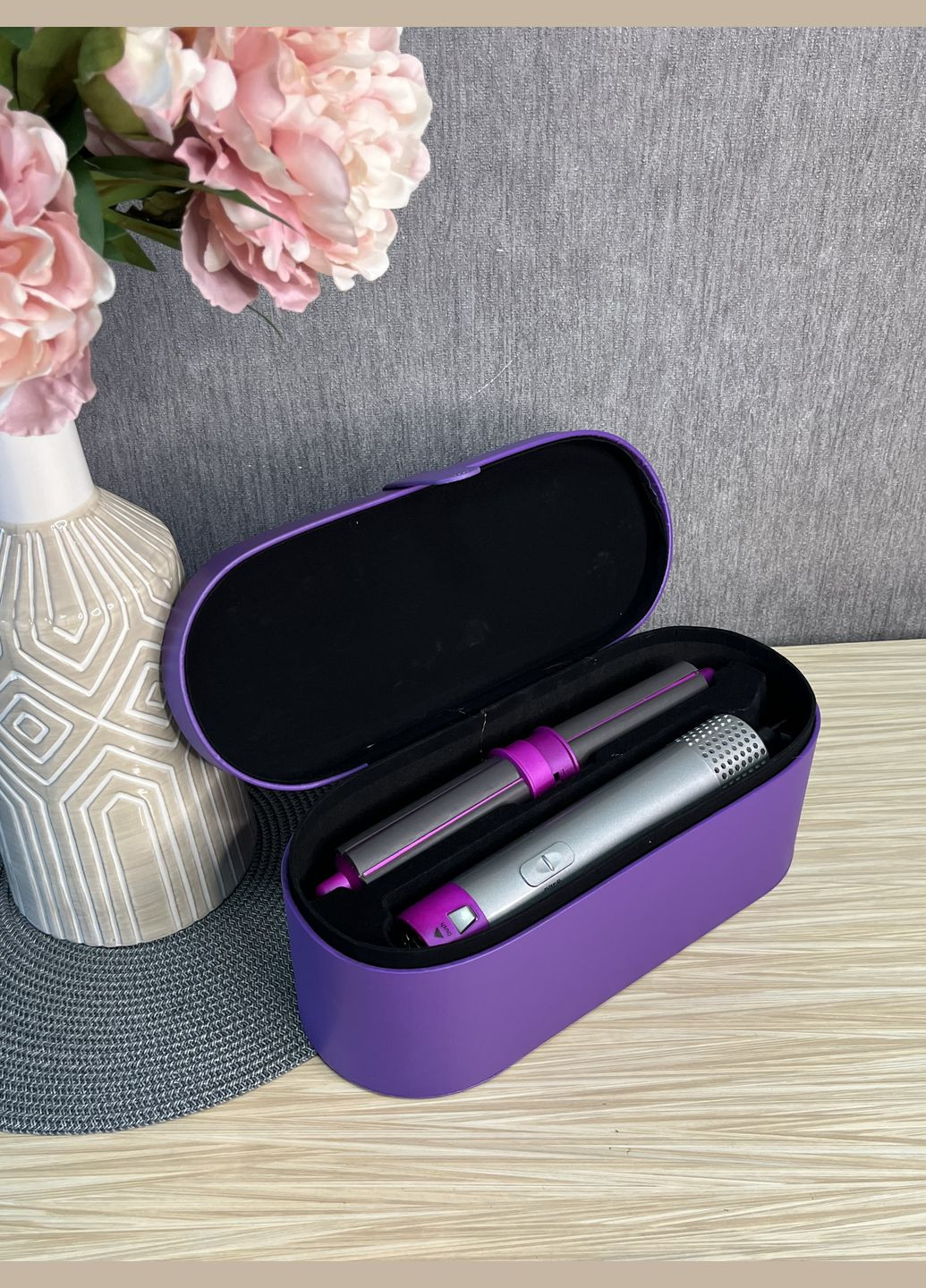 Стайлер 5в1 HAIR BRUSH Styler + Коробка Чохол з функціями надання об'єму, випрямлення, укладання Фіолетовий Lucky Day Shop (337990262)