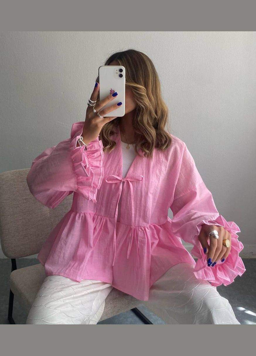 Розовая пляжный, повседневный, кэжуал, вечерний рубашка Asi.Store.ua с длинным рукавом