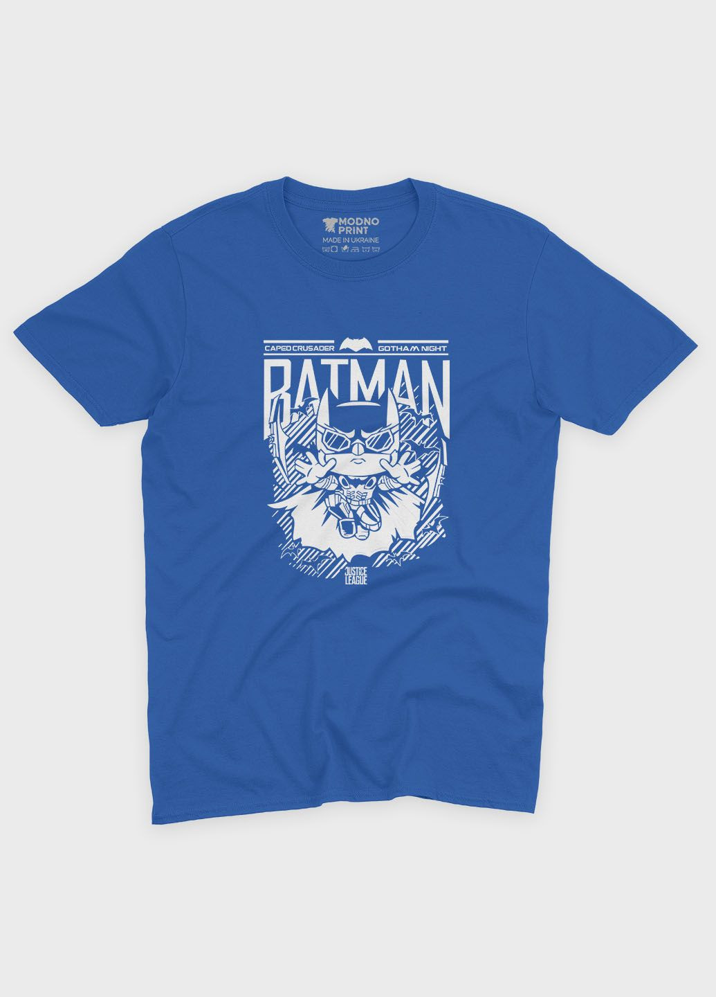 Синяя демисезонная футболка для девочки с принтом супергероя - бэтмен (ts001-1-grr-006-003-041-g) Modno