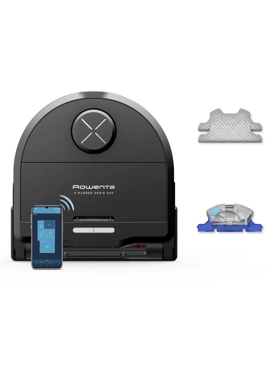 Робот-пилосос миючий X-Plorer Serie 220, 5600ПаВт, h=9.7см, 0.35л, конт пилок -0.22л, автон. робота до 120хв, Rowenta (366831370)