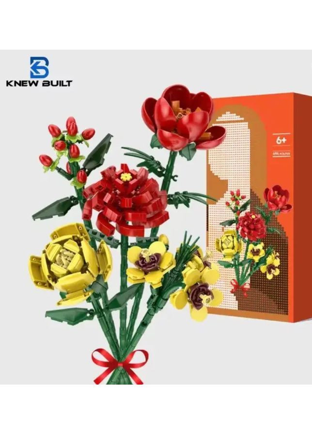 Конструктор інтер’єрний Квіти 494 деталі, суглобовий 3D набір для дітей, пластиковий розвиваючий для хлопчиків і дівчаток No Brand (364191328)