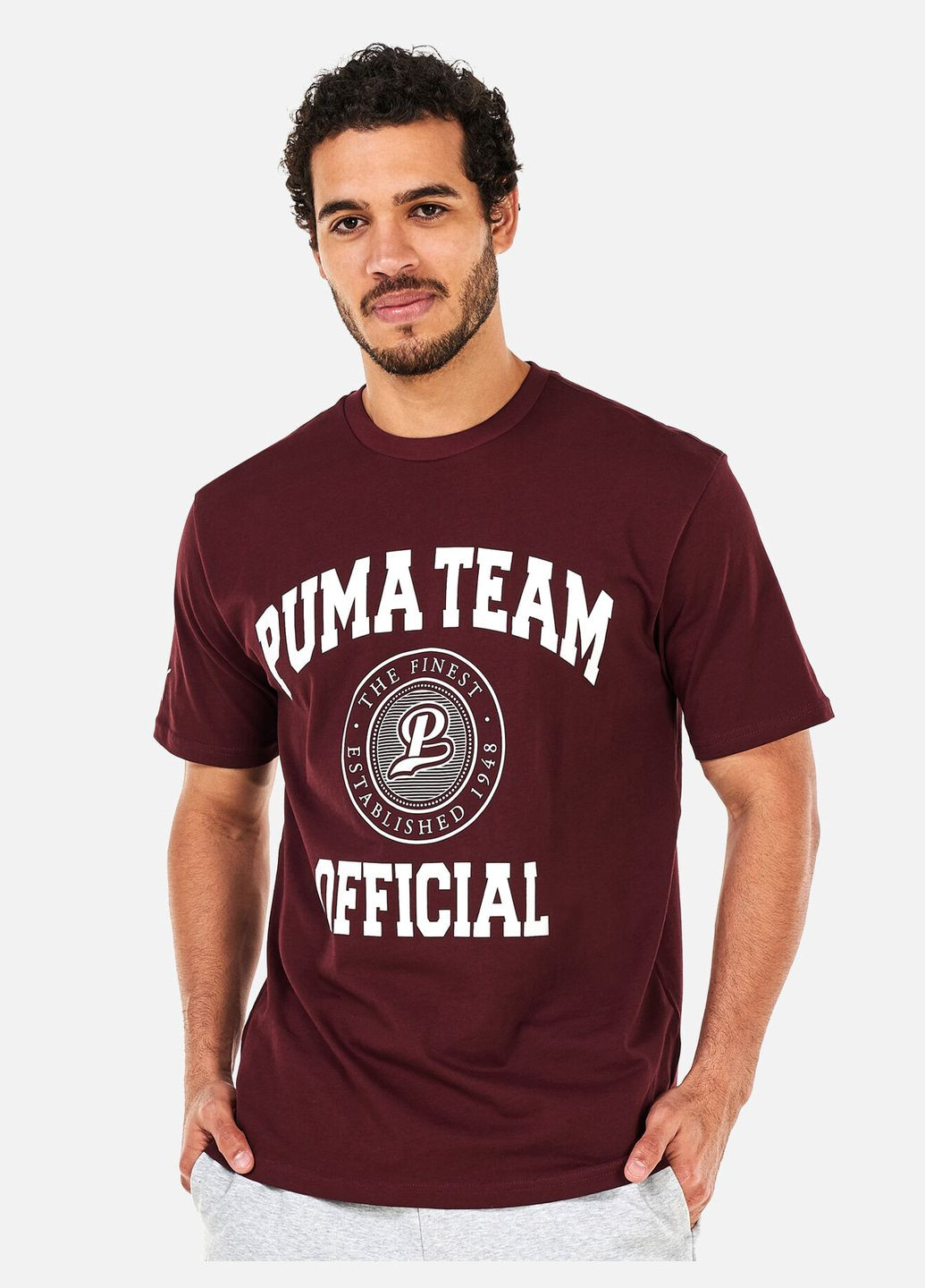 Бордовая мужская футболка майка Puma Team Graphic Tee