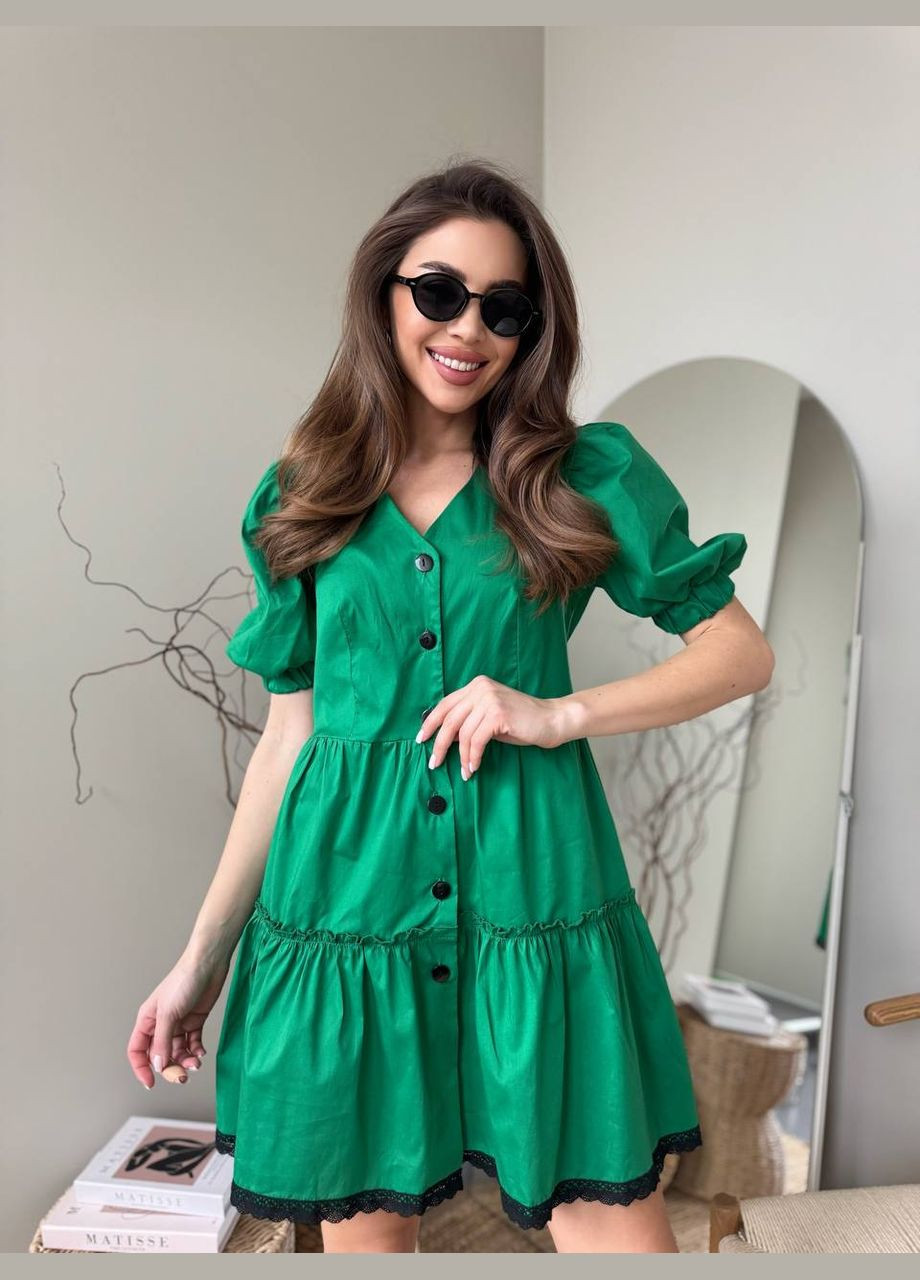 Зеленое пляжное, кэжуал, коктейльное, вечернее женское платье клеш FINO Mode