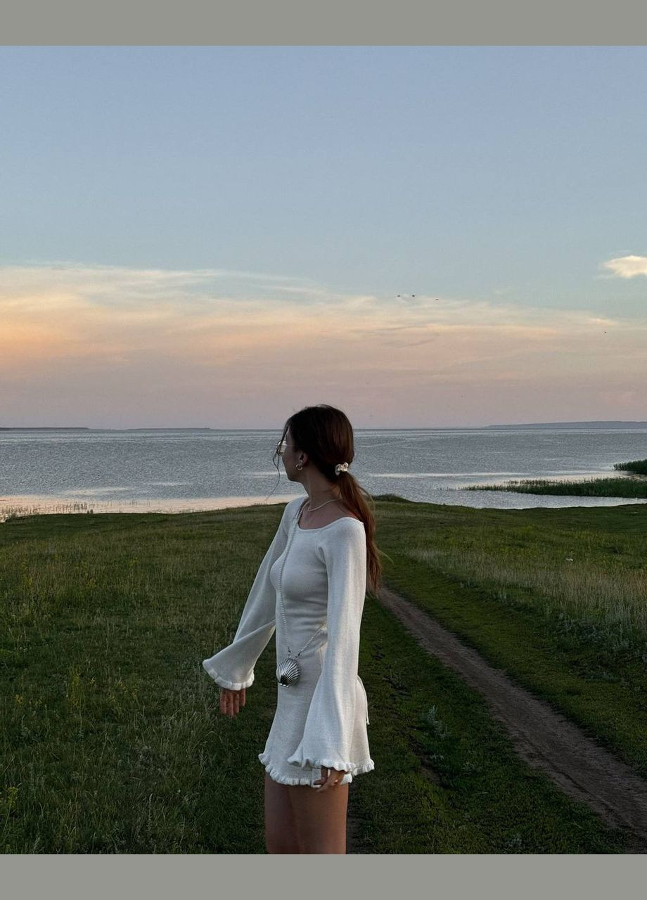 Молочна повсякденний сукня міні з відкритою спиною з відкритою спиною No Brand однотонна