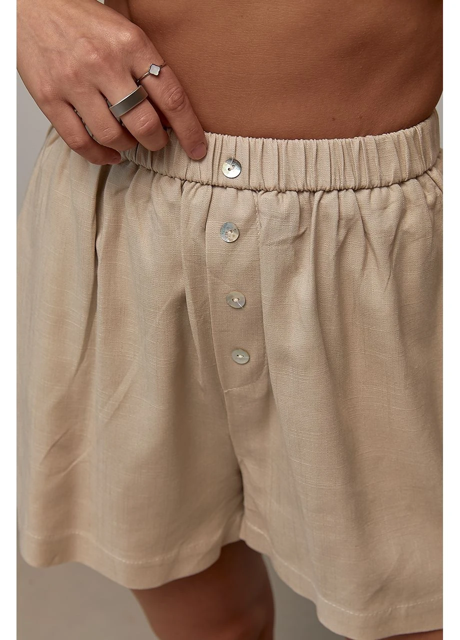 Льняные свободные шорты с декоративными пуговицами Lurex (401312932)