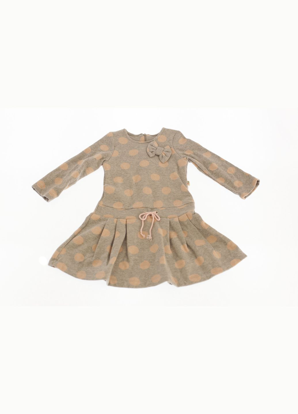 Серое платье с длинным рукавом флисовое горошек серое 134 см (35117) BABYKROHA (323469434)