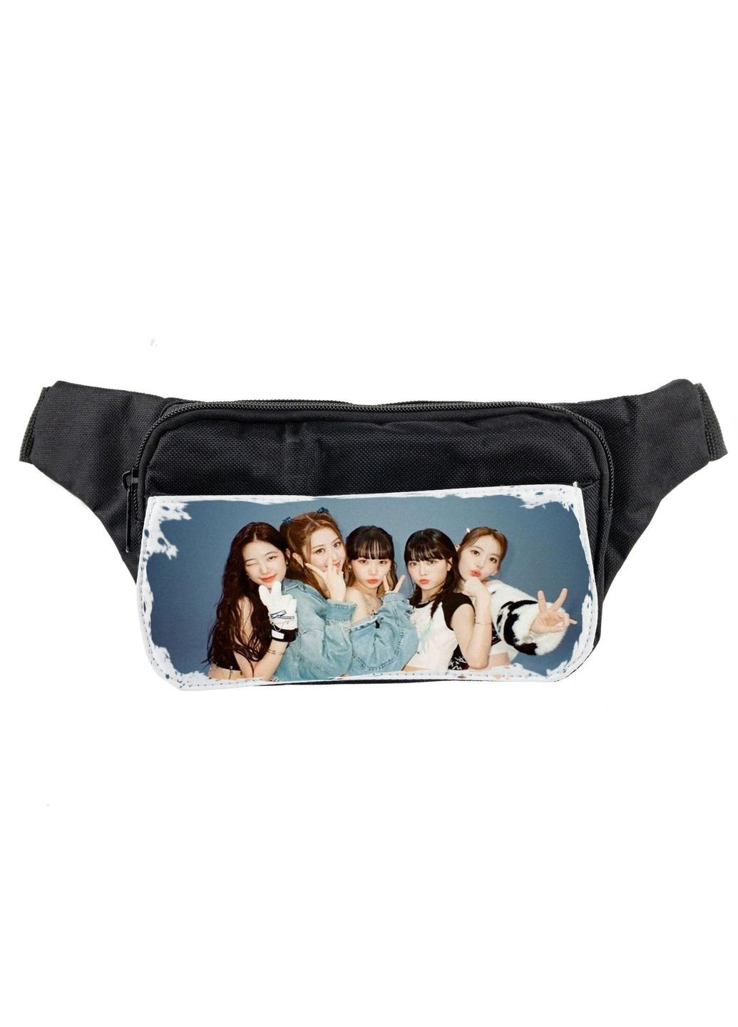 Сумка на пояс (через плече) бананка, корейський К-Поп LE SSERAFIM #001 унісекс, 14*22 см, чорний No Brand (316120805)