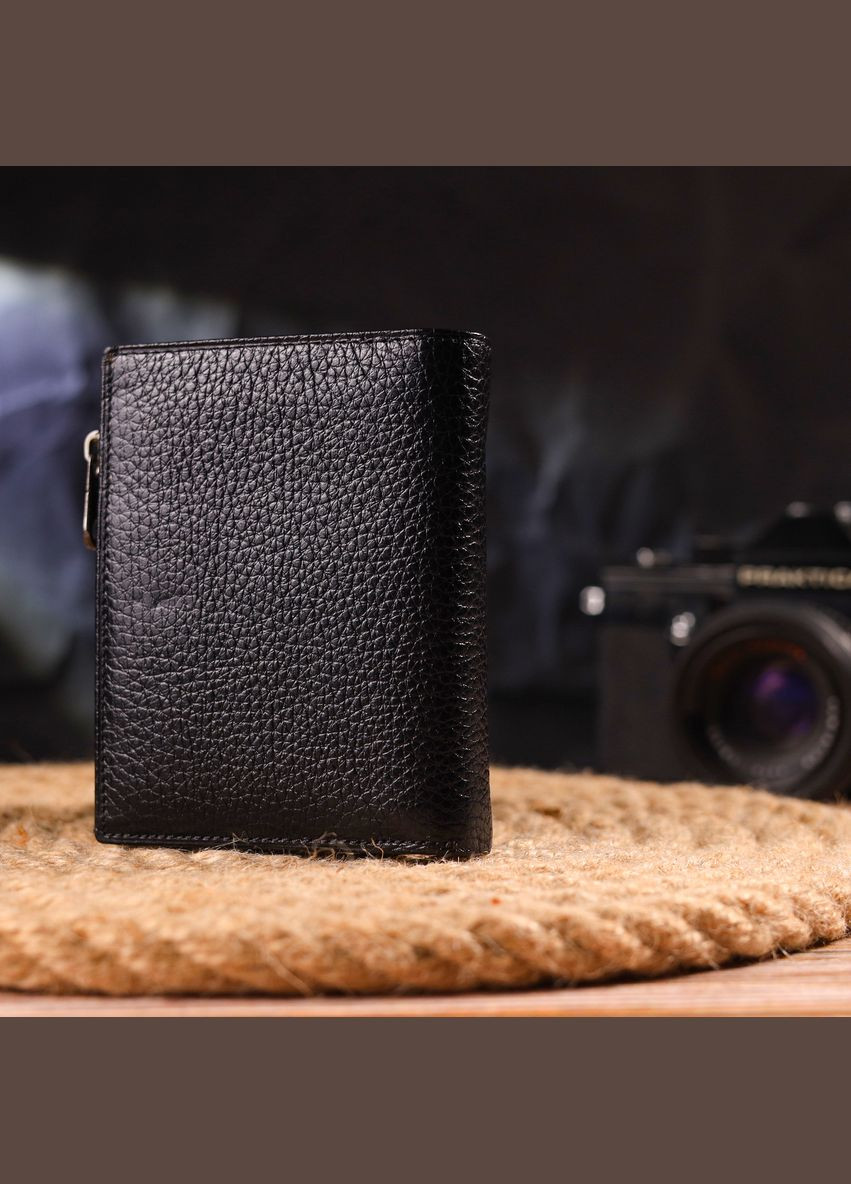 Маленький женский кошелек из натуральной кожи с монетницей 21671 Черный Canpellini (306881728)