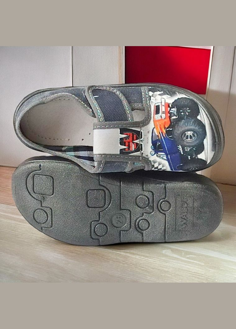 Серые ортопедические тапочки на липучке для мальчика сменная обувь в садик сменка валди Waldi