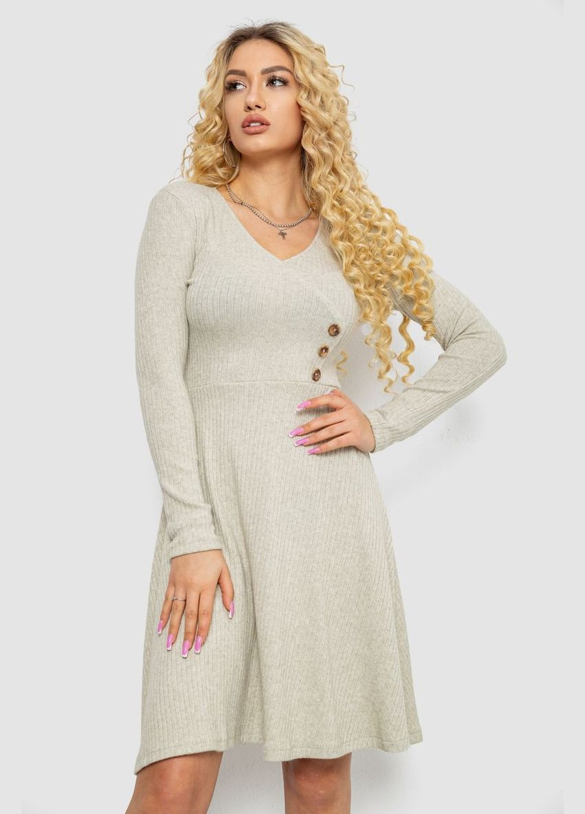 Комбинированное платье трикотажное с оборкой, цвет серо-оливковый, 230r0113 Ager