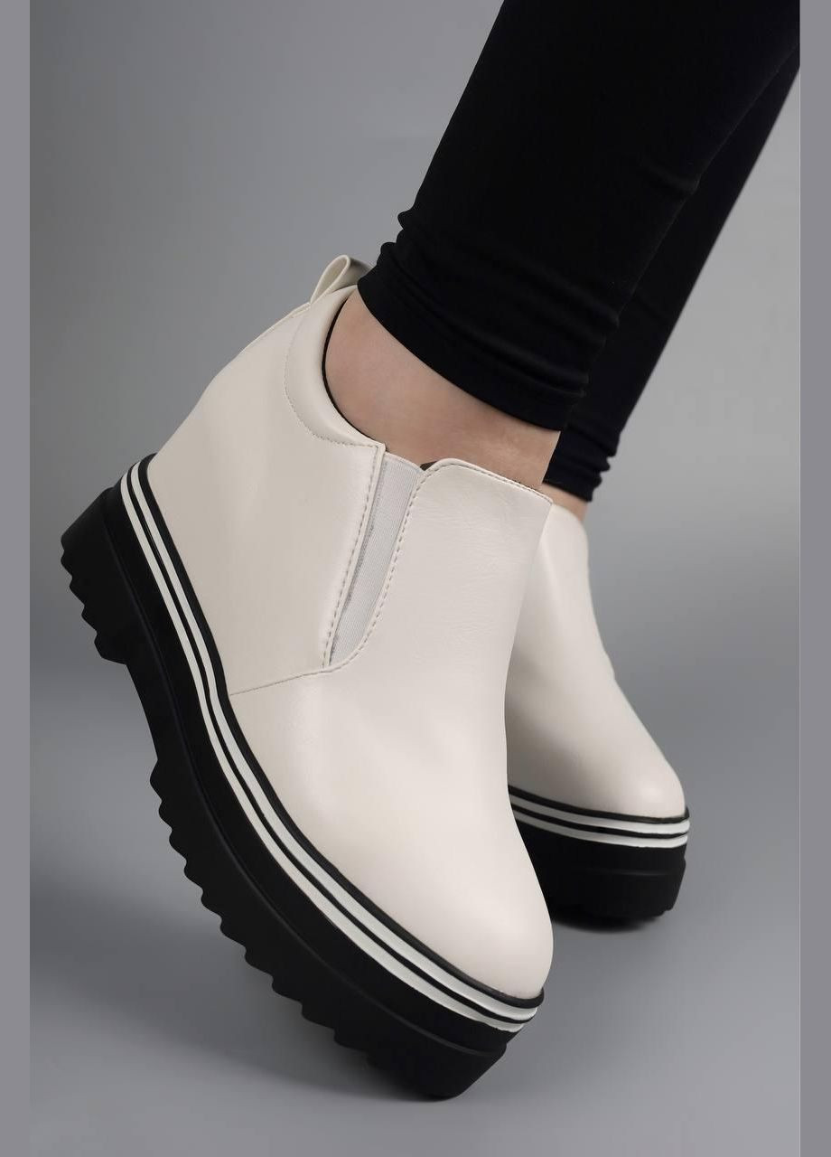 No Brand Туфли женские белые на танкетке лоферы белый з искусственная кожа, — демисезон (333016562)